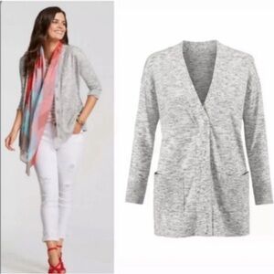 CAbi 5286 Marble Snap Front Cardigan Sweater Heathered